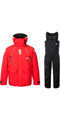 2026 Gill Mens OS2 Offshore Jacket & Trouser Sailing Suit GMOOJATCSRB - Red / Black